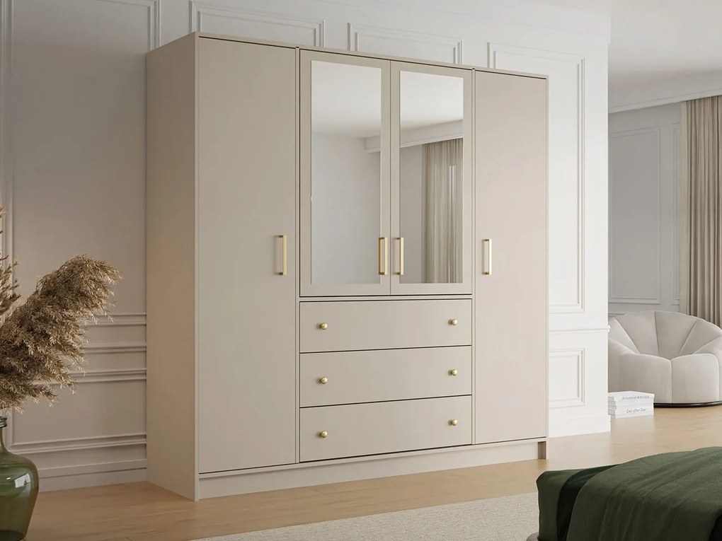 Šatníková skriňa so zrkadlom Senila Lux D4, Farby: kašmír