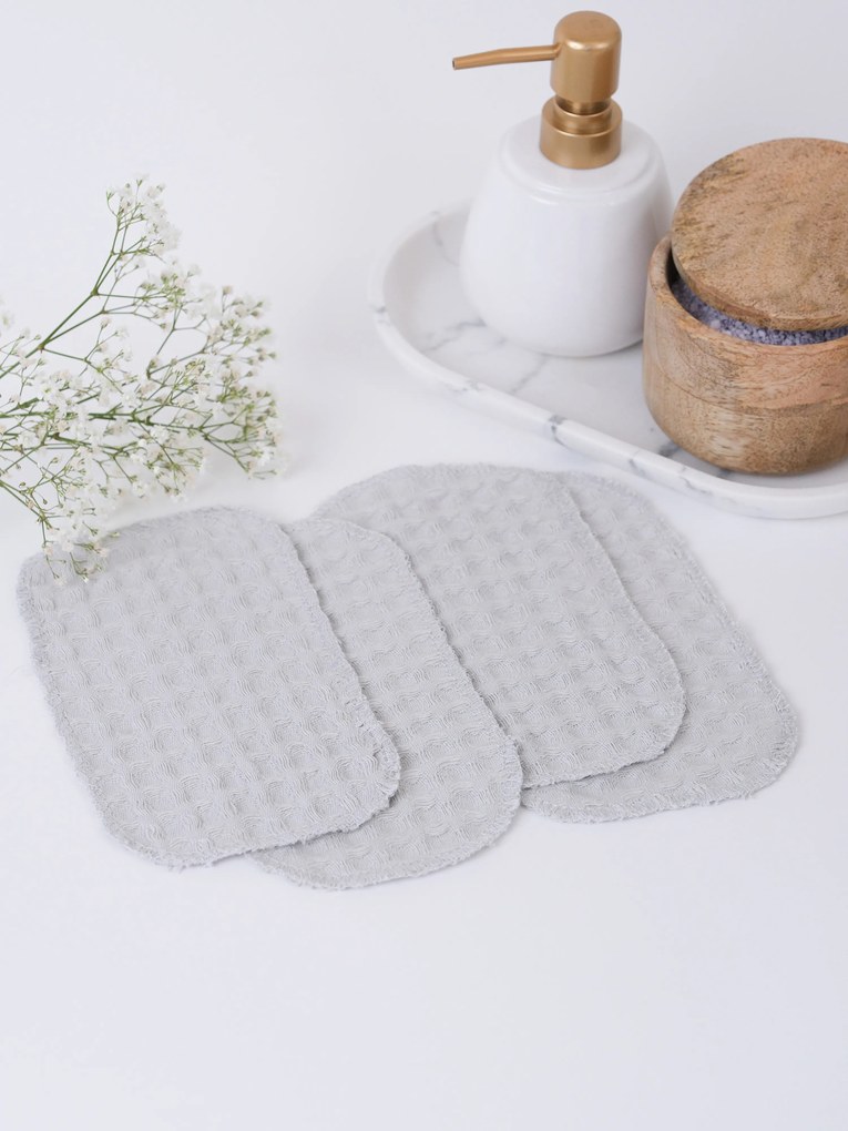 Vaflové kozmetické obrúsky (4 ks) - svetlo sivá