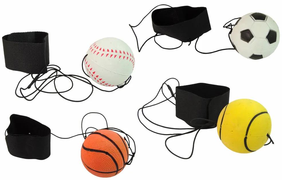 Lean Toys Gumené loptičky na elastickej šnúrke - 6 cm športové