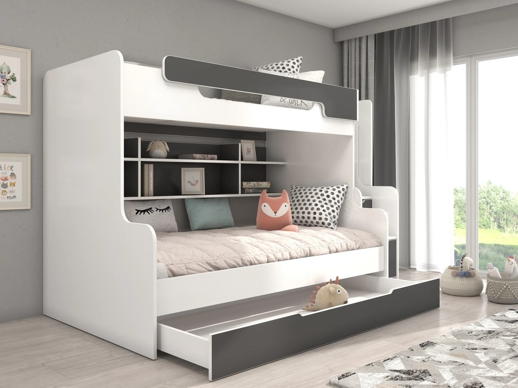 Poschodová detská posteľ 200x90 cm, 200x120 cm. Akcia -18%. Vlastná spoľahlivá doprava až k Vám domov. 1052339