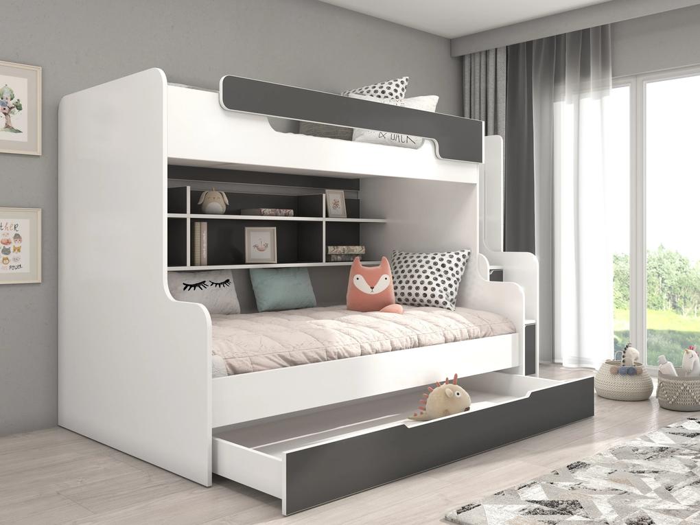 Poschodová detská posteľ 200x90 cm, 200x120 cm. Vlastná spoľahlivá doprava až k Vám domov. 1052337