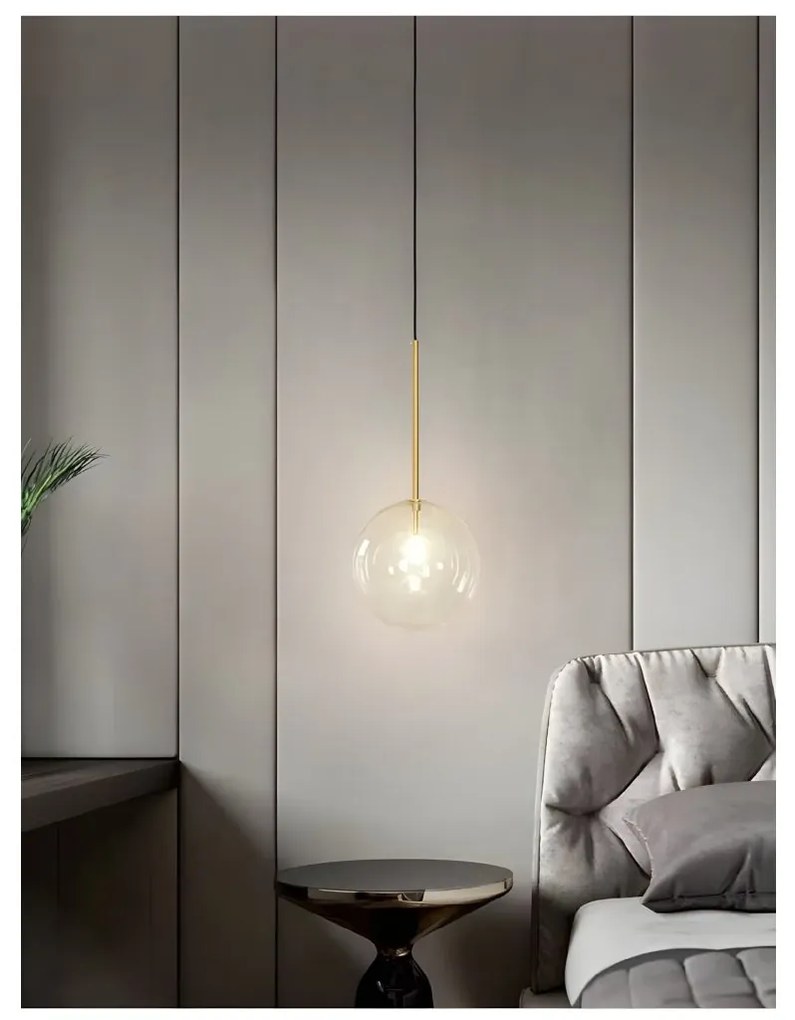 Toolight Toolight, sklenené guľové závesné stropné svietidlo 15cm, 1xG4, APP1680-1CP, OSW-04300