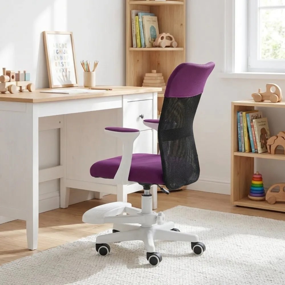 Detská stolička Neoseat MONKEY WHITE s podnožou — látka, biela / fialová
