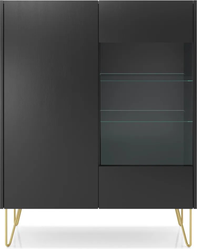 Vitrína Harmony, čierna/čierny mramor