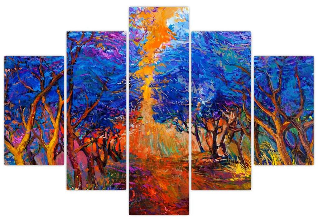Obraz - jesenné koruny stromov, moderný impresionizmus (150x105 cm)