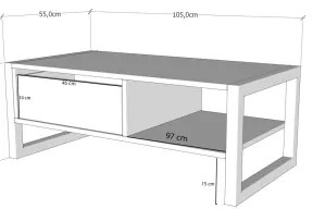 Konferenčný stolík HALDIZEN 55x105 cm čierna/hnedá