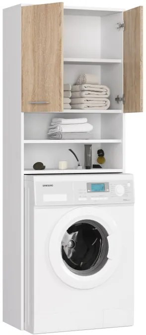 Kúpeľňová skrinka nad práčku FIN 2D biela / sonoma