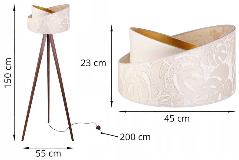 Stojacia lampa Werona 7, 1x krémové textilné tienidlo so vzorom, g, p