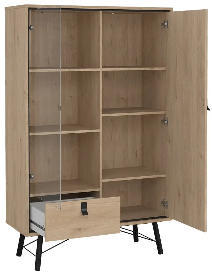 Vitrína v dekore duba v prírodnej farbe 102x162x40 cm Ry – Tvilum