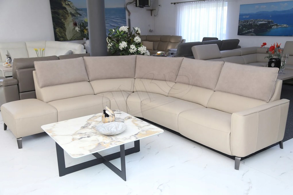 žiadna značka Moderný rohový gauč ALESSIA - prírodná koža + Relax