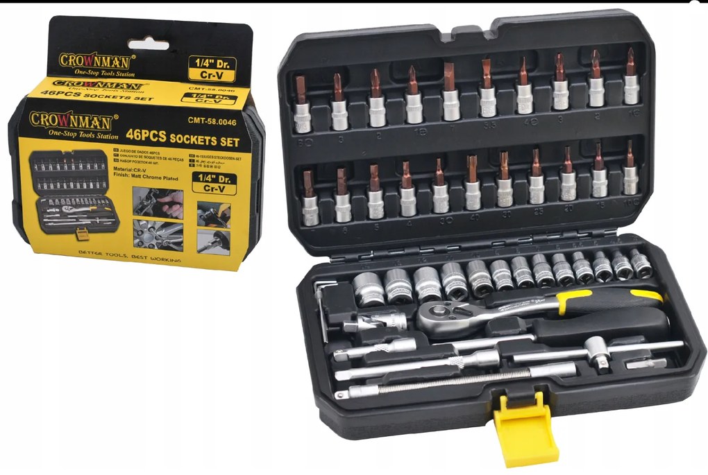 CROWNMAN Box na náradie pre nástrčné kľúče, 46 kusov