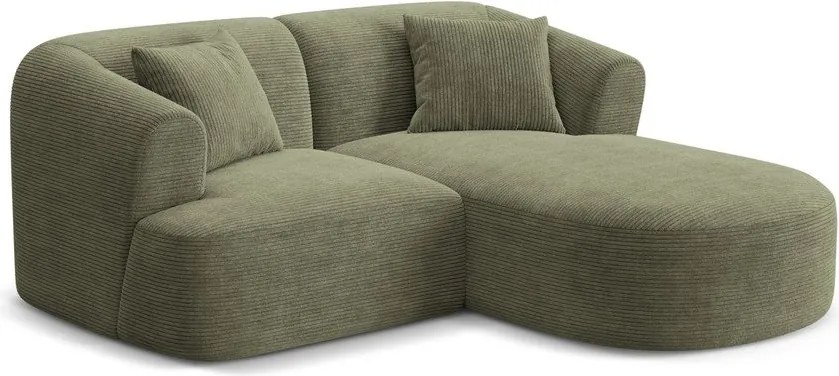 Zelená menčestrová rohová pohovka (pravý roh/s leňoškou) Campi – Cosmopolitan Design