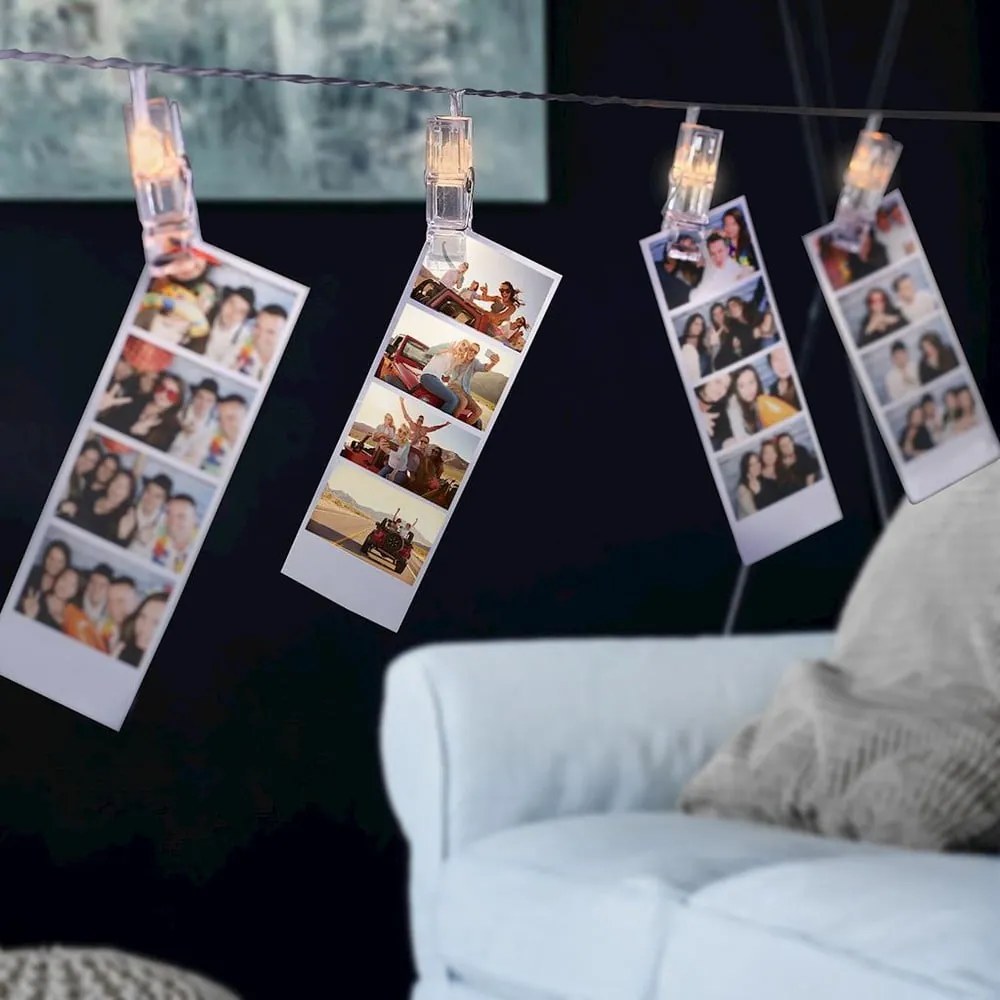 Transparentná LED svetelná reťaz v tvare štipcov DecoKing Pin, 40 svetielok, dĺžka 6,35 m