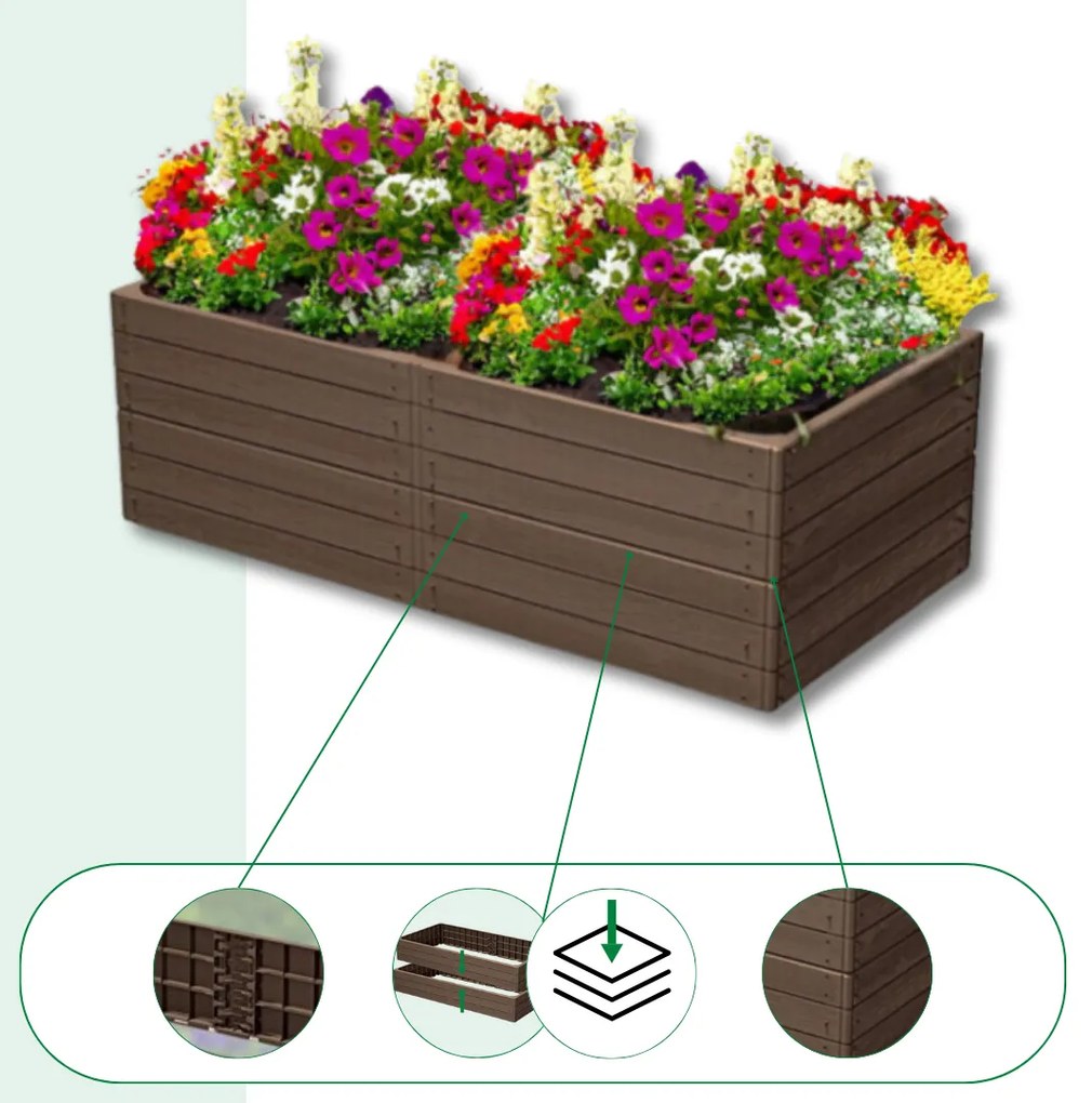 Prosperplast Vyvýšený záhon WOODY, 2ks, 149x75,6x25cm, hnedá