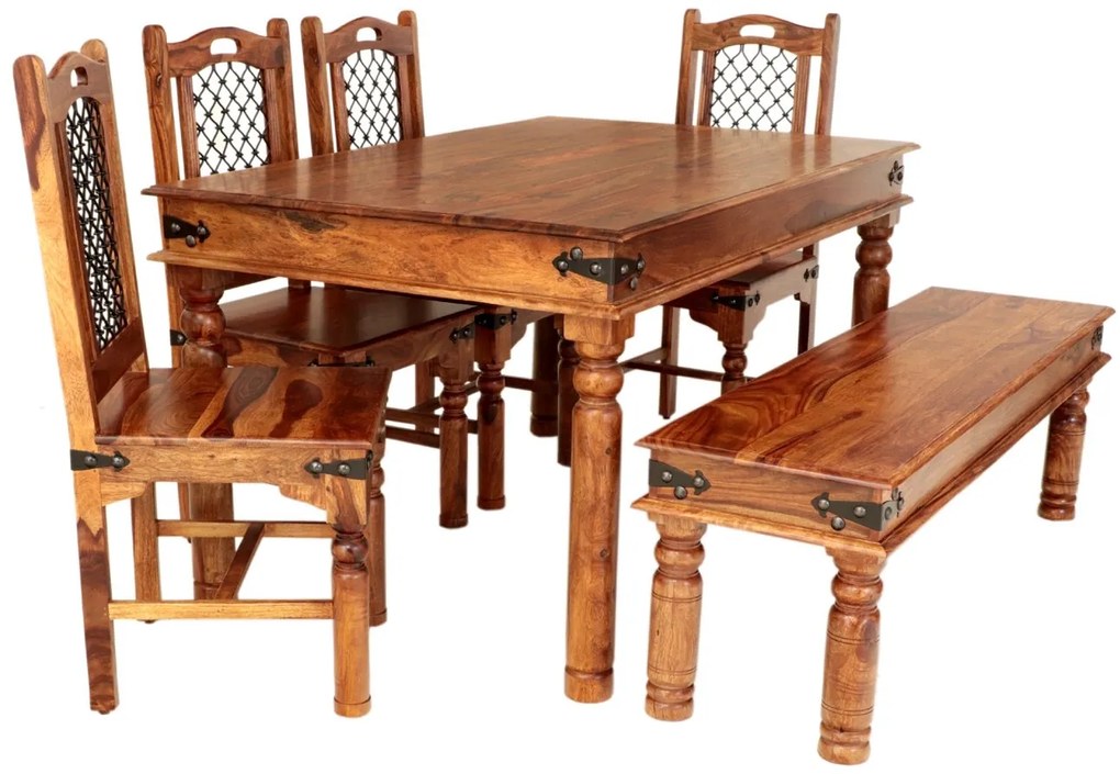 furniture-nabytek.cz - Jedálenský set s lavicou pre 6 osôb z masívneho palisandrového dreva