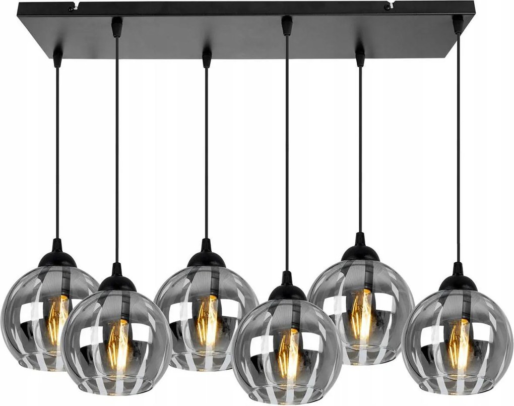 Závesné svietidlo Eliza, 6x sklenené tienidlo so vzorom