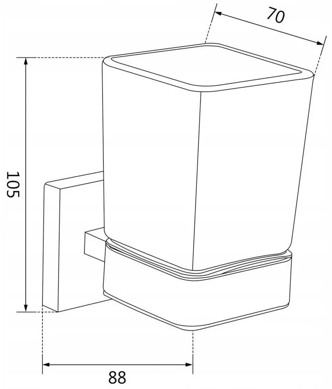 Závesný hranatý držiak kefiek MAXMAX MEXEN VOX - kov/sklo - čierny matný, 707038-70