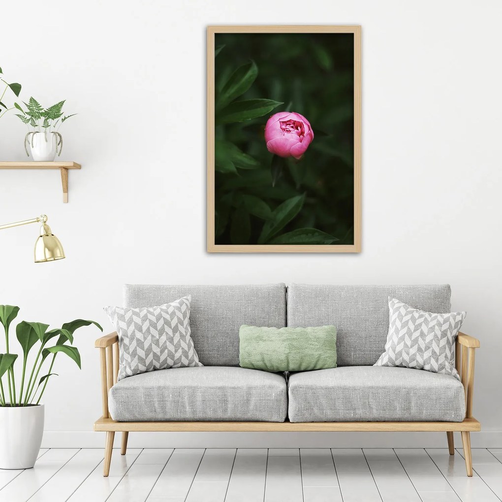 Gario Plagát Osamelá ružová pivonka Farba rámu: Bez rámu, Rozmery: 30 x 45 cm