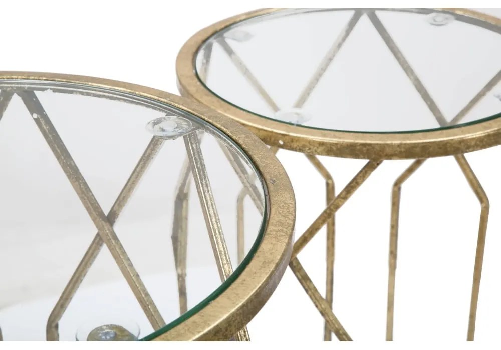 Okrúhle odkladacie stolíky v súprave 3 ks so sklenenou doskou ø 32 cm Tunisi – Mauro Ferretti