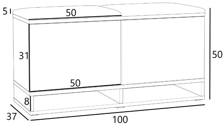 Bestent Botník s lavicou na sedenie White/ Craft/ Grey 100x50x37cm