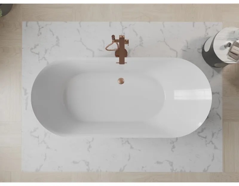 Mexen Roxy, voľne stojaca vaňa 180 x 85 cm, biela, medený matný prepad, 51201808500-65