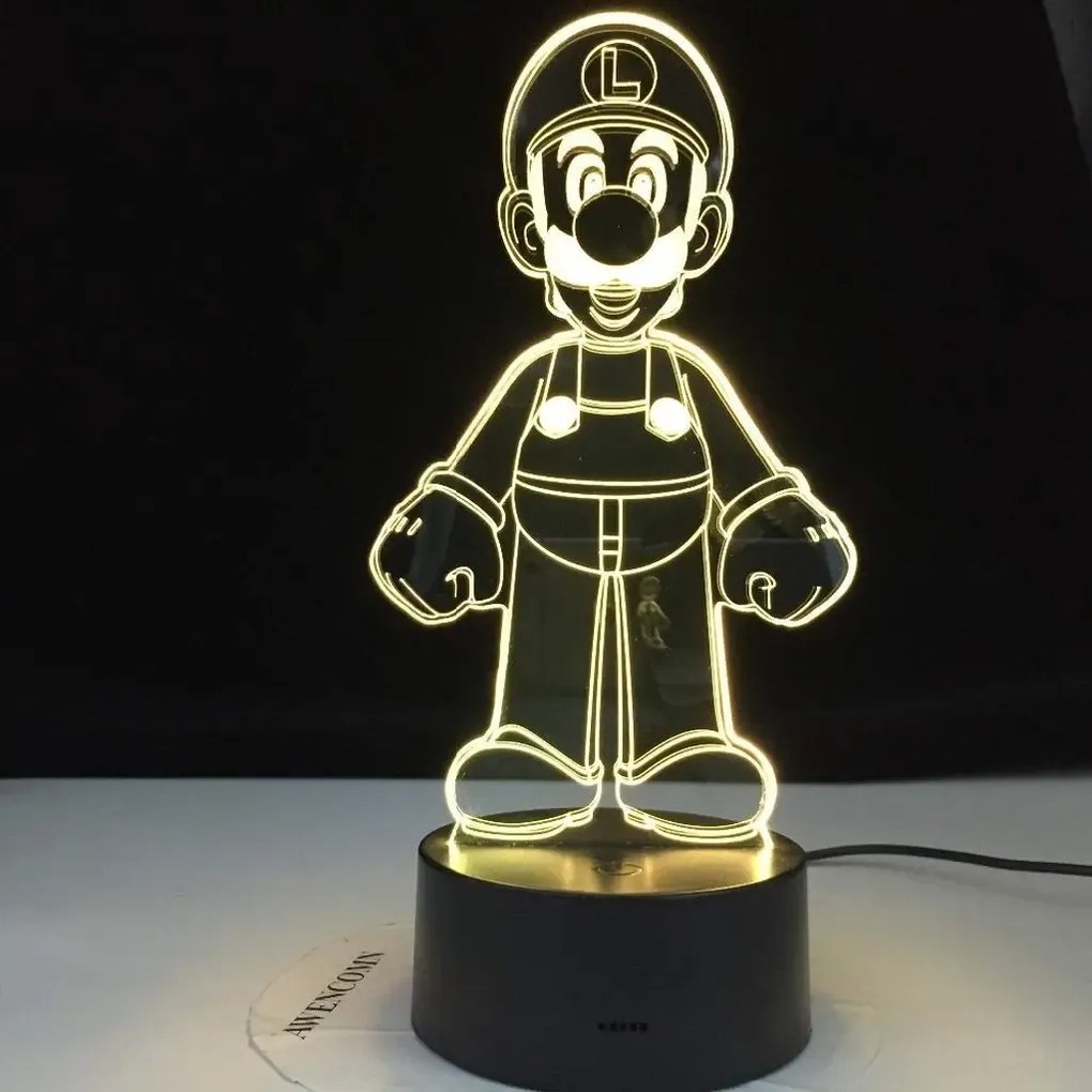 3Dmix 3DL-CRK029 – 3D LED nočná lampa - Luigi (Mario Kart) (Crack základňa)