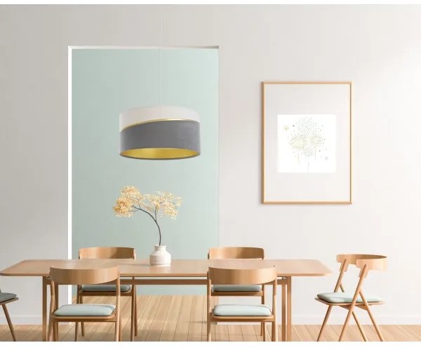 Luster na lanku SWING 1xE27/60W/230V šedá/biela/zlatá