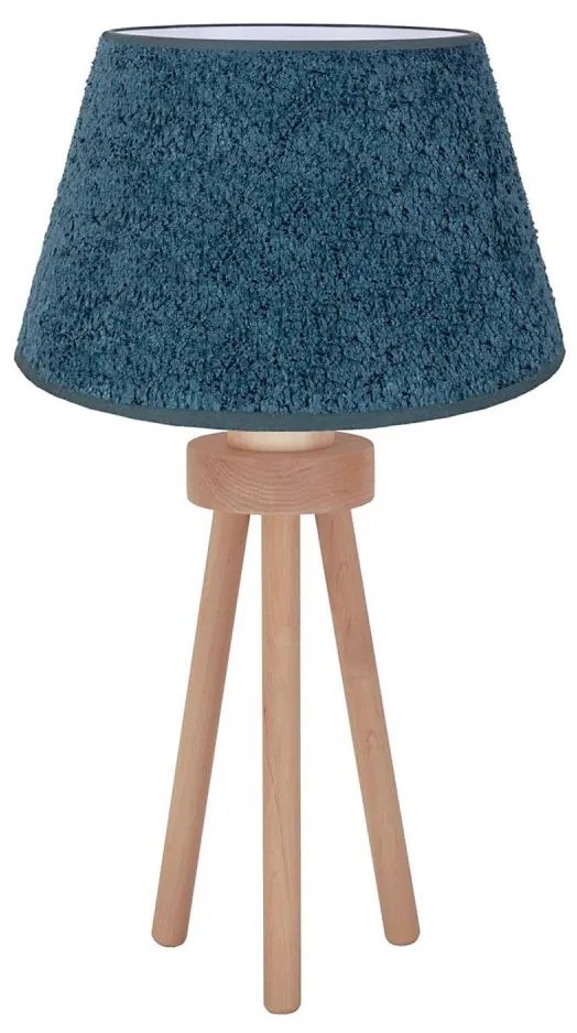 Duolla - Stolná lampa BOUCLE 1xE27/15W/230V pr. 28 cm tyrkysová/drevo DU601450