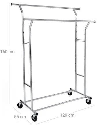 Mobilný stojanový vešiak LINEA strieborný