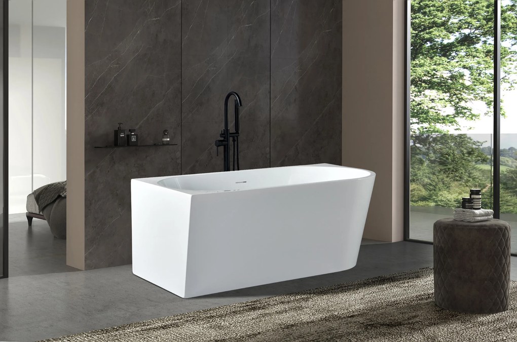 Erga Zara, rohová voľne stojaca vaňa 160x75 cm + odtoková zátka, ľavá, biela lesklá, ERG-ZARA-160075L-WH-WH