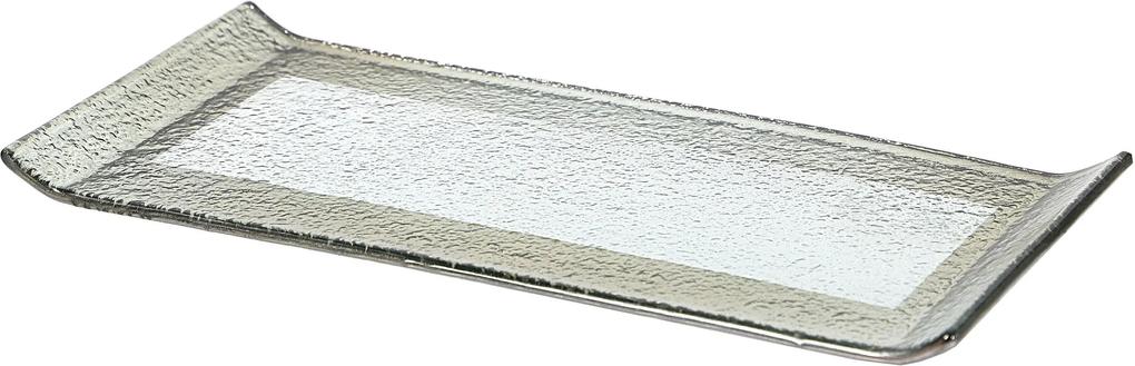 Sklenená tácka so strieborným okrajom (31x14,5 cm) - moderný štýl
