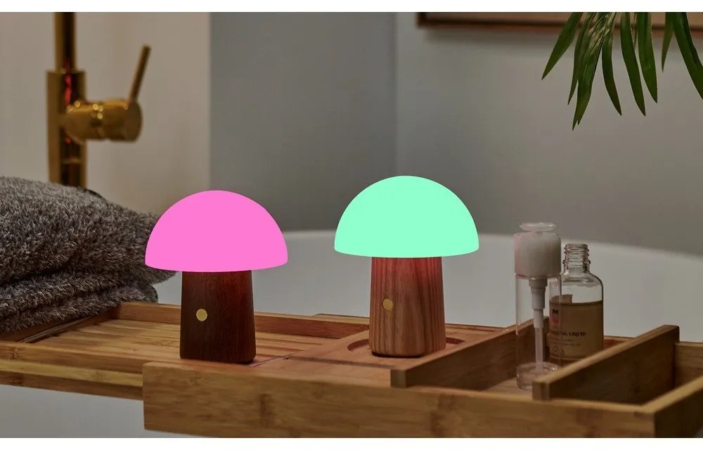 Biela/v tmavoprírodnej farbe LED stolná lampa (výška 12,5 cm) Alice Mushroom – Gingko