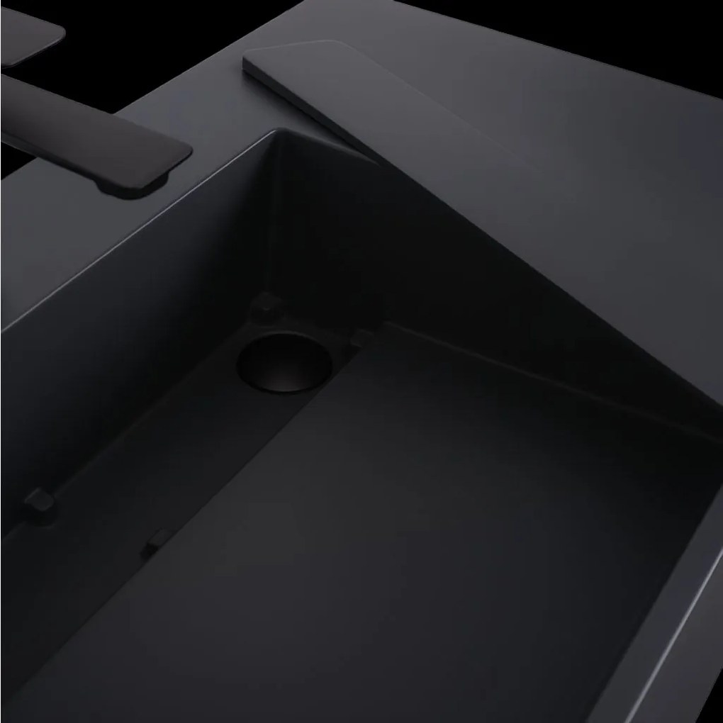 Rea Archi, umývadlo na dosku z konglomerátu 900x480x130 mm, ľavá verzia, šedá matná, REA-U4304