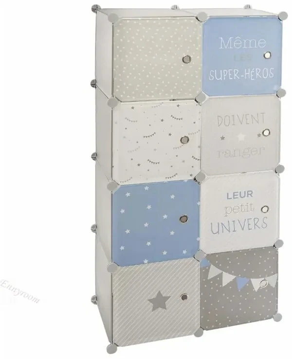 Atmosphera Créateur d'intérieur® Detské úložné skrinky "Hero or Princess" 65x125 cm Farba: Sivá