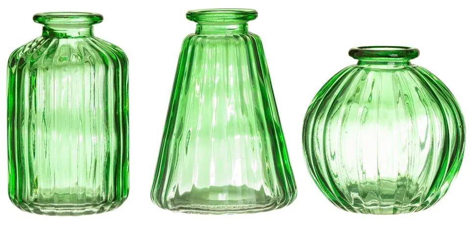 Súprava 3 zelených sklenených váz Sass & Belle Bud