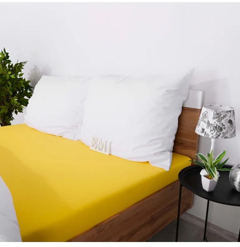 Plachta posteľná svetložltá jersey EMI, Plachta predĺžená 90 (100)x220