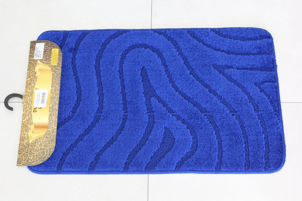 Kúpeľňový koberec SYMBOL-STRIPE WAVE (21) - kráľovský modrý (50x80 cm)