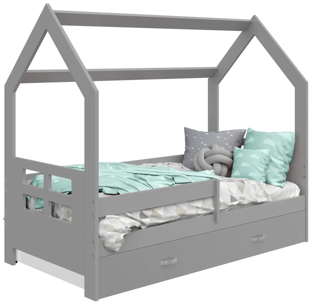 Dětská postel DOMEČEK D3D 80x160cm masiv šedá | AMI Nábytok