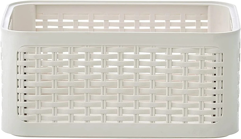 Úložný box, ratanový košík, STYLE2 Curver s vekom, krémový (29x20x14 - 6l)