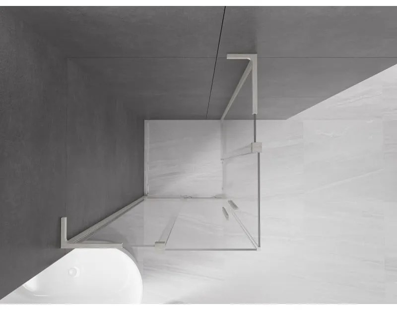 Mexen Velar L Duo, sprchový kút s posuvnými dverami 80 x 80 cm, 8mm číre sklo, brúsená oceľ, 871-080-080-02-03-97