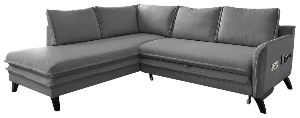 Sivá rozkladacia rohová pohovka Miuform Charming Charlie L, ľavý roh