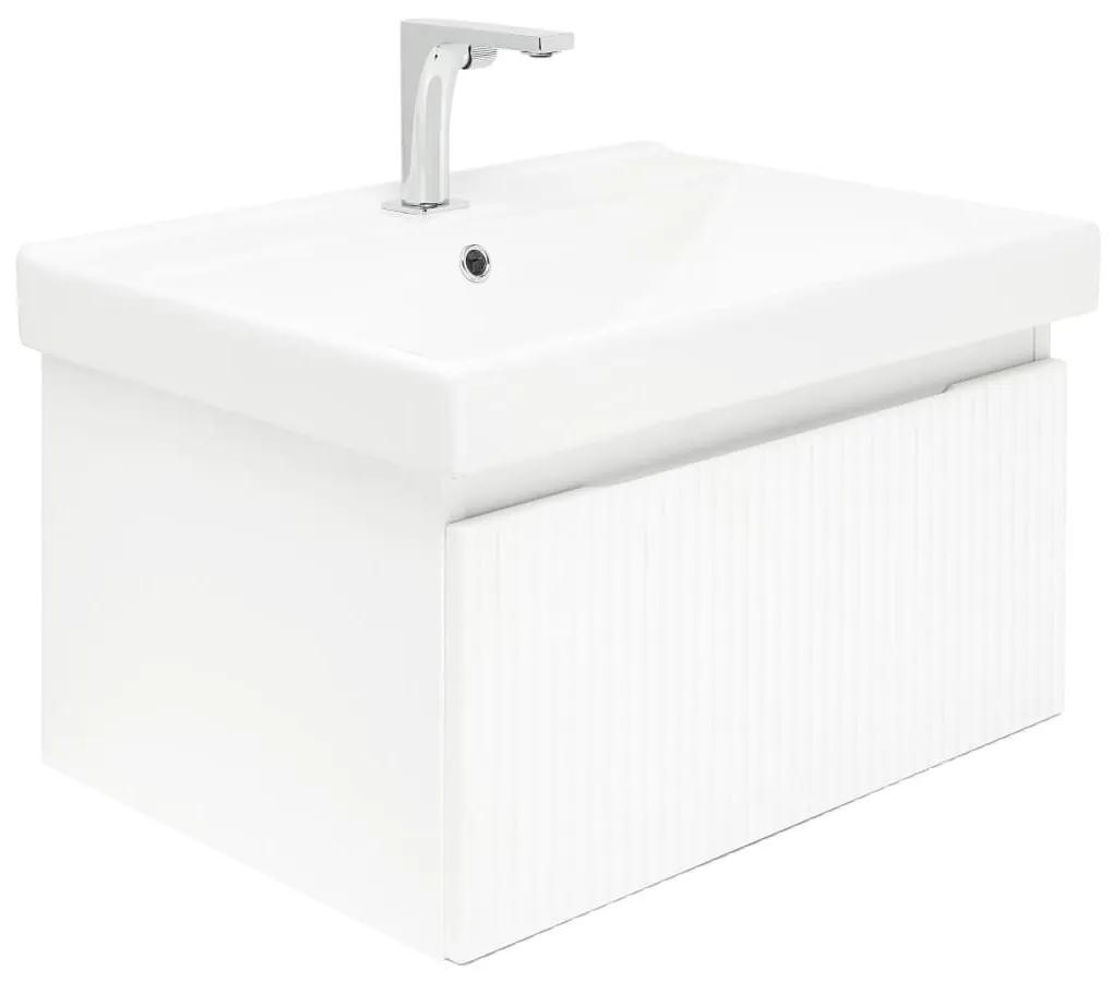 Kúpeľňová skrinka s batériou a umývadlom SAT Evolution 1 58x30x44, 8 cm biela mat SATEVO60WMU1B