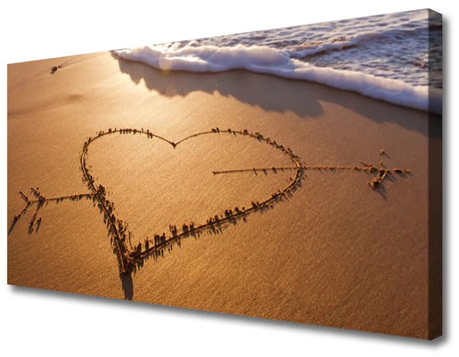 Obraz na plátne Pláž srdce more umenie 140x70 cm