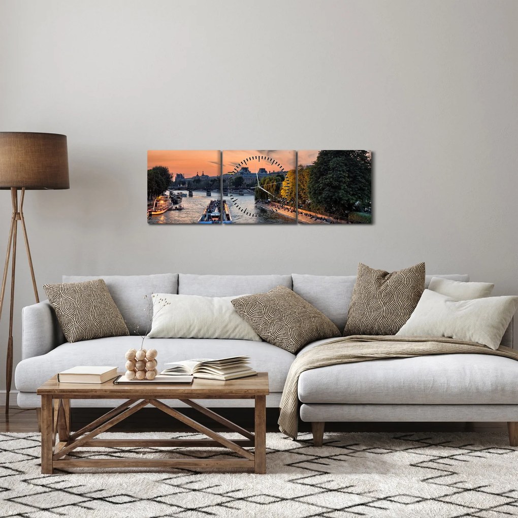 Obraz - loď na vyhliadkovej plavbe (s hodinami) (90x30 cm)