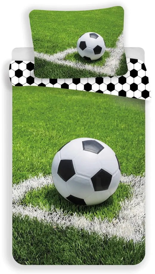 Zelené bavlnené detské obliečky na jednolôžko 140x200 cm Football – Jerry Fabrics