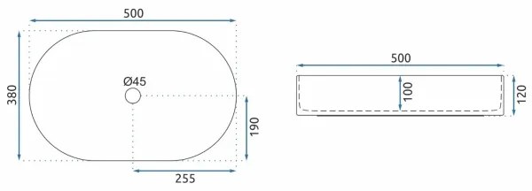 REA-U6563 - Umývadlo na dosku NADIA 38x50 cm keramika/lesklá biela