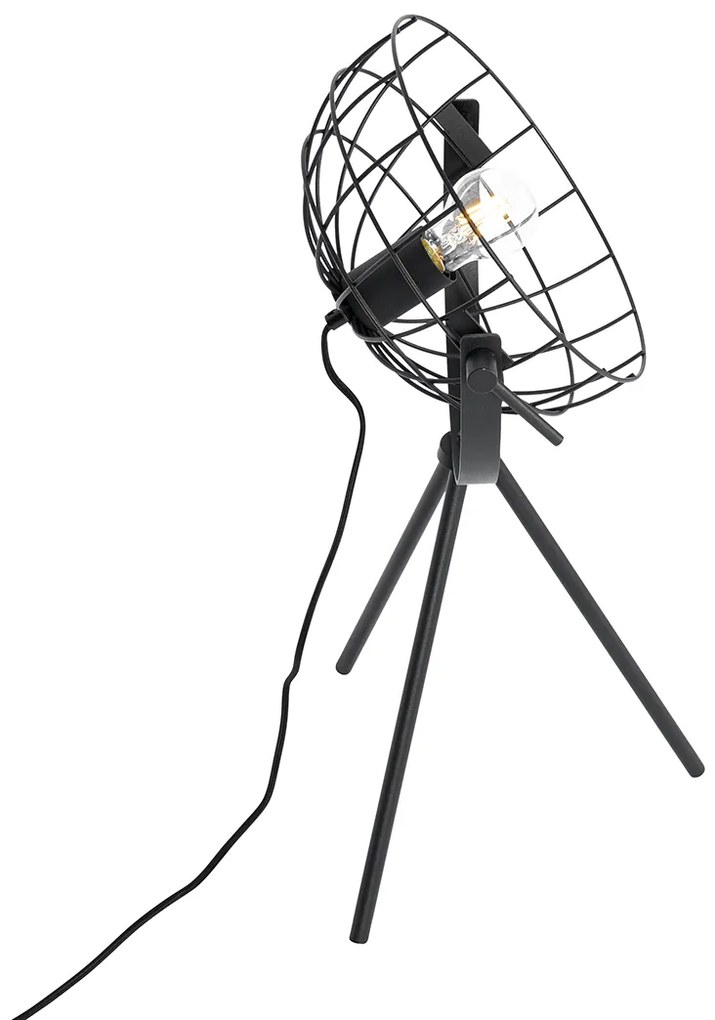 Priemyselná trojnohá stolná lampa čierna nastaviteľná - Hanze
