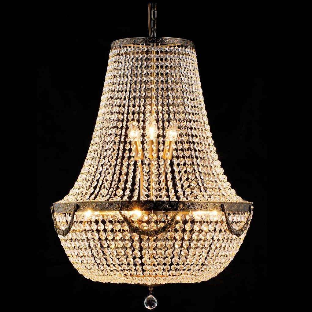 Hnedozlatý antik krištáľový luster Ethan - Ø 60*85/200 cm E14/max 12*40W