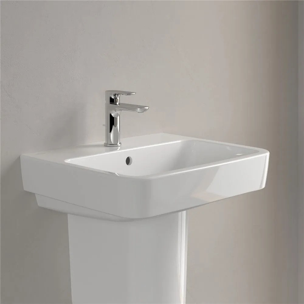 VILLEROY & BOCH O.novo závesné umývadlo s otvorom, s prepadom, 550 x 460 mm, biela alpská, s povrchom AntiBac a CeramicPlus, 4A4155T2