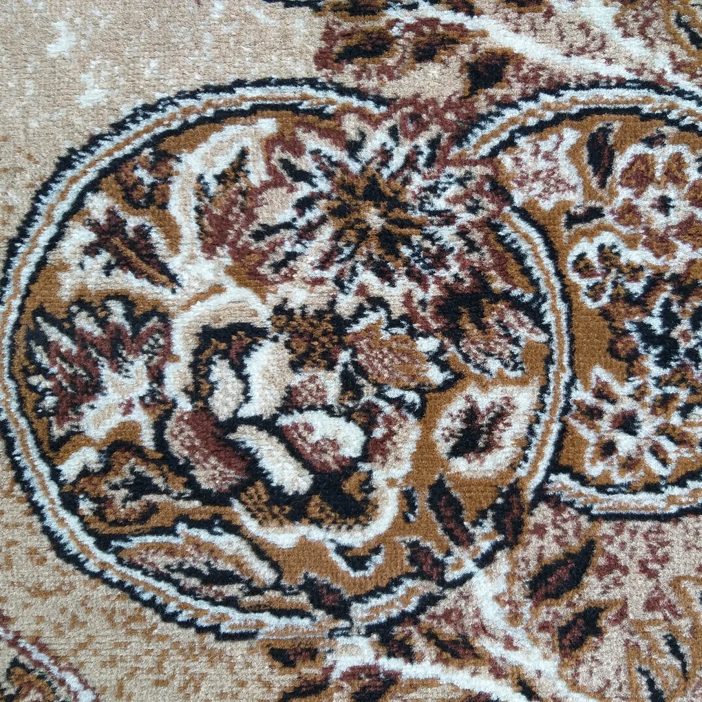 DY Hnedý koberec s kvetinovým vzorom Alfa 09 Rozmer: 80x150 cm